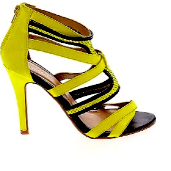 Liliana Shoes - Liliana neon yellow stiletto ankle strap platform heels